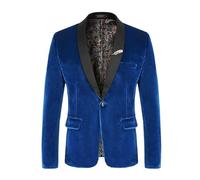 Men's Suits Velvet Casual Button Up Tops Slim Fit Lightweight Long Sleeve Suit Wedding Prom Blazer Elaborated Style for Formal and Leisure Occasions