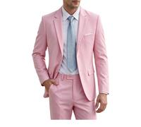 Men's Suits,Wedding Suit for men,2 Piece Tuxedo Prom Slim Fit Suit with Tie, Pink, XL
