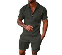 Men's Summer 2 Piece Outfits 2 Piece Open Front Kimono Cardigan Short Sleeve and Shorts Lightweight Beach Holiday Kimono Jackets Track Suit Workout Sets
