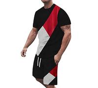 Men's Summer 2 Piece Outfits Printed Shirt Top and Drawstring Waist Shorts Set Matching Lounge Set