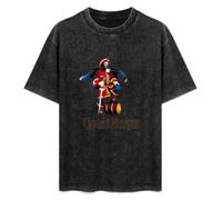Men's Summer Acid Washed T-Shirt Captain Morgan Cool and Breathable XL Black