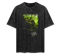 Men's Summer Acid Washed T-Shirt Machine Head Unto The Locust Mh Crest Classic Style S Black