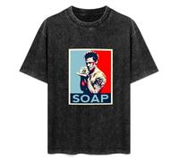 Men's Summer Acid Washed T-Shirt Soap Fight Club Brad Pitt Obama Hope Style Do Not Bleach L Black