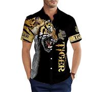 Mens Summer Animal Tiger Pattern 3D Printed Hawaiian Shirt Casual Short Sleeve Beach Shirt