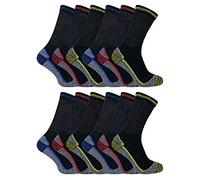 Mens Summer Anti Sweat Breathable Heavy Duty Cotton Bamboo Work Socks for Steel Toe Boots (6-11 uk, 12 Pack (BWS))