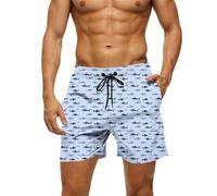 Mens Summer Beach Shorts With Pockets - Swimming Shorts Men Knee Length Baggy Hawaiian Style Half Pants Quick Drying Swim Trunks Drawstring Lightweight Elastic Waist Surfing Board Bottoms