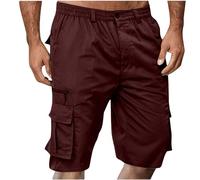 Mens Summer Cargo Shorts UK Solid Color Plain Pants with Multi Pockets Lightweight Breathable Durable Workwear Comfy Baggy Outdoor Sports Hiking Walking Shorts Warehouse Clearance 2025 Wine