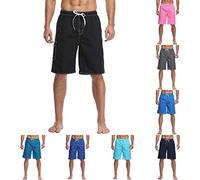 Mens Summer Casual Cargo Short Elasticated Waist Cargo Combat Pockets Summer Beach Pants (Pink,XXL)
