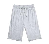 Men's Summer Casual Fashion Solid Color Shorts Drawstring Shorts Long Compression Shorts Men Mens Elastic Waist Shorts for Seniors Grey