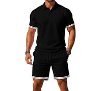 Men's Summer Casual Polo Shirt and Shorts Set Short Sleeve 2 Piece (#16, XL)