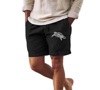 Mens Summer Cotton Linen Shorts Mens Animal Print Shorts Turtle Pattern Swim Trunks Sun Bathing Trunks Loose Fit Yoga Short Beach Party Short For Holiday Comfy Sport Trunk With Drawstring