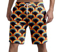 Mens Summer Cotton Shorts 2026 Solid Color Rainbow Pants Gay Short for Men Pride Shorts with Drawstring Elasticated Waist Sports Short Casual Loose Summer Beach Trousers