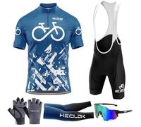 Men's Summer Cycling Jersey Set with 9D Gel Padded Bib Shorts Set Breathable Quick Drying， for Outdoor Riding Sport, Biking Race for Mountain Bike, for Race Bike Bicycle Team (TYP-9,5XL)