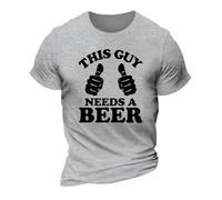 Men's Summer Fashion Casual Crew Neck Small Print T-Shirt Short Sleeve Shirt Coloured T Shirts, silver, 3XL