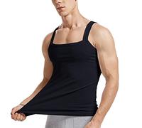 Men's Summer Fashion Tank Tops Sleeveless Compression Shirt Square Cut Muscle A-Shirts, Style-5-black, Large