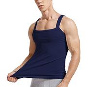 Men's Summer Fashion Tank Tops Sleeveless Compression Shirt Square Cut Muscle A-Shirts, Style-5-navy Blue, XL