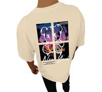 Mens Summer Graphic Tees Shirts for Men Short Sleeve 2025 Casual Running Tops Trendy Crewneck Tee Shirts Loose Cute Designer Beach T Shirts Going Out Tshirt Men's Beige