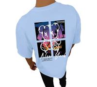 Mens Summer Graphic Tees Shirts for Men Short Sleeve 2025 Casual Running Tops Trendy Crewneck Tee Shirts Loose Cute Designer Beach T Shirts Going Out Tshirt Men's Light Blue