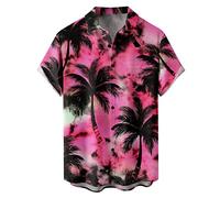 Mens Summer Hawaiian Shirts Short Sleeve Casual Button Down Front Pocket Summer Aloha Party Shirt Beach Surf Palm Tree Holiday Print Hawaii Shirt Unisex Sales Clearance Tee