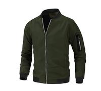 Men's Summer Jacket Lightweight Sporty Bomber Jacket Men's College Jacket Men's Bomber Jacket Summer Lightweight Windproof Across Mountain Jacket College Blouson with Crew Neck and Zip Pockets, A-Army