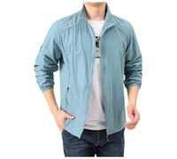 Mens Summer Jackets Water-Resistant Lightweight Windbreaker Laydown/lapel Collar Casual Smart Jacket Spring Light Thin with Multi Pockets Bomber for All Season
