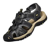 Men's Summer Leather Bag Head Large Outdoor Beach Shoes Sports Sandals Men's Sandals 13 Wide (Black, 5)