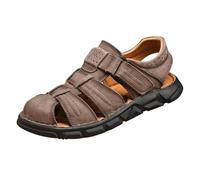 Men's Summer Leather Sandals, Summer Shoes, Hiking, Trekking, Outdoor, Crab Heads, Padded Microfibre Insole, Rubber Sole, Mules Closed Front, Colour: Brown Black Khaki, khaki, 13 UK