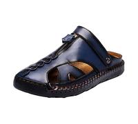 Men's Summer Leather Sandals, Wide Foot Sandals, Non-Slip Breathable Trekking Sandals, Hiking Sandals, Quick Drying Outdoor Sandals, Leisure Sandals, Closed Front Leather Sandals, blue, 11 UK