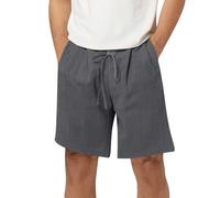 Men's Summer Loose Casual Linen Shorts with Pockets Elasticated Waist Jogger Short Straight-Fit Breathable Halfpants Large Size Summer Lounge Trunks Plain Lightweight Comfort Pant S-5Xl Dark Gray