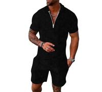 Men's Summer Polo Shirt & Shorts Set 2 Piece Golf Suit Lapel Activewear Sweatsuits Jogging Tracksuit Half Zip Collar Outfits Casual Running Sport Sweat Suit Loungewear Sets