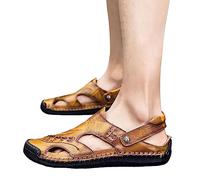 Men's Summer Sandals Breathable Hand Sewn PU Casual Style Ideal for Beach and International Trade