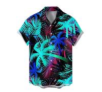 Mens Summer Shirts,Mens Summer Fashion Digital 3D Printed Short Sleeved Lapel Button Down Shirt Top