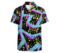 Mens Summer Shirts Short Sleeve Holiday Shirts, Romantic Summer Feel Individualistic Classic Lapel Design Retro Colorful Botanical Print Vacation Soft and Chic Against the Skin