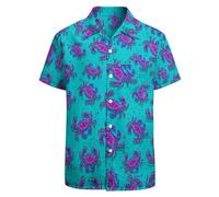 Mens Summer Shirts Short Sleeve Holiday Shirts, Romantic Summer Feel Individualistic Classic Lapel Design Retro Colorful Botanical Print Vacation Soft and Chic Against the Skin