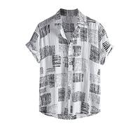 Men's Summer Shirts Tropical Hawaiian Shirt Short Sleeve Cotton Linen Shirts Casual Button Up Shirts Regular Fit Patterned Funky Shirts for Men Loose Fit Blouses Turndown Collar Beach Tops T Shirts