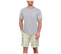 Mens Summer Short Sleeved Shorts Pajamas Set Round Neck Short Sleeved Plaid Shorts Two Piece T Shirt With Chest Pocket Pajamas Home Wear Set 17 Piece Snap Waist Pajamas Green