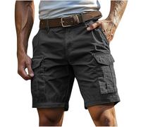 Mens Summer Shorts Vacation Combat Cargo Shorts Beach Breathable Cotton Multi Pockets Workwear Casual Knee Length Pants Elasticated Waist Solid Lightweight Comfort Stretch Chino Short