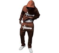 Mens Summer Sport Sets Leisure Jogging Set Letter Printed 2 Piece Hoodie with Hood and Pockets Sports Pants Tracksuits Jogger Sets Striped Men's Casual T-Shirt Set Xmas