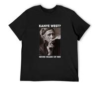 Men's Summer T-Shirt #Keith #Richards #Kanye Never Heard of Her #West #Keith #Richards #Kan Tee Shirt Double Stitch Sleeves and Hem Black M