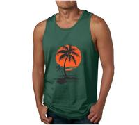 Mens Summer Tank Tops Mens Beach Printing Vest Sleeveless T Shirts Hawaiian Printed Tank Tops Crewneck Sport Gym Shirts Bodybuilding Muscle Top Training Tee Holiday Running Top