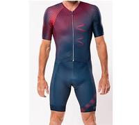 Men's Summer Triathlon Skinsuit Jumpsuit Cycling, 9D Gel Padded Bicycle Cycling Suit, Short Sleeve with Pockets DFKE (Color : 1, Size : Large)