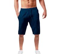 Men's summer trousers, lightweight linen: linen trousers, men's short 3/4 fabric trousers, short sports trousers, regular fit chino trousers, men's sweat shorts, stretch Bermuda shorts, training