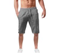 Men's summer trousers, lightweight linen: linen trousers, men's short 3/4 fabric trousers, short sports trousers, regular fit chino trousers, men's sweat shorts, stretch Bermuda shorts, training