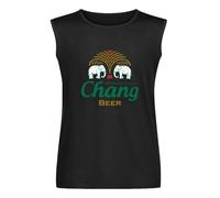 Men's Summer Vest Tank Chang Beer Southeast Thailand Men's Sleeveless T Shirt Casual Tops Clothing Black XXL