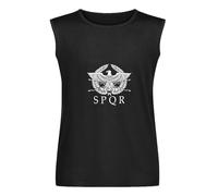 Men's Summer Vest Tank SPQR Eagle Rome Latin Cool Retro Funny Cotton Men's Sleeveless T Shirt Casual Tops Clothing Black M