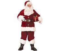 Mens Super Deluxe Crimson Velvet Santa Suit Santa Claus Costume XL