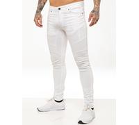 Mens Super Skinny Stretch Biker Denim Jeans | Enzo Designer Menswear - White / 32W / Long (34")