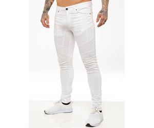 Mens Super Skinny Stretch Biker Denim Jeans | Enzo Designer Menswear - White / 36W / Long (34")