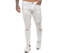 Mens Super Skinny Stretch Ripped Jeans | Enzo Designer Menswear - White / 40W / Regular (32")