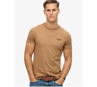 Men's Superdry Men's Essential Logo Embroidered Tee Buck Tan Brown Marl - Size: 38/Regular